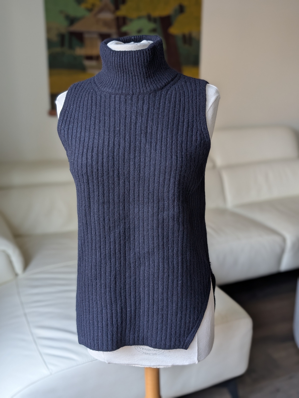 Everlane Wool Chunky Ribbed Sleeveless Turtleneck Vest (Fits Small)